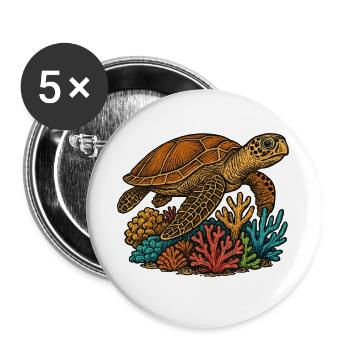 sea turtle - Buttons large 2.2''/56 mm (5-pack) - white - Front