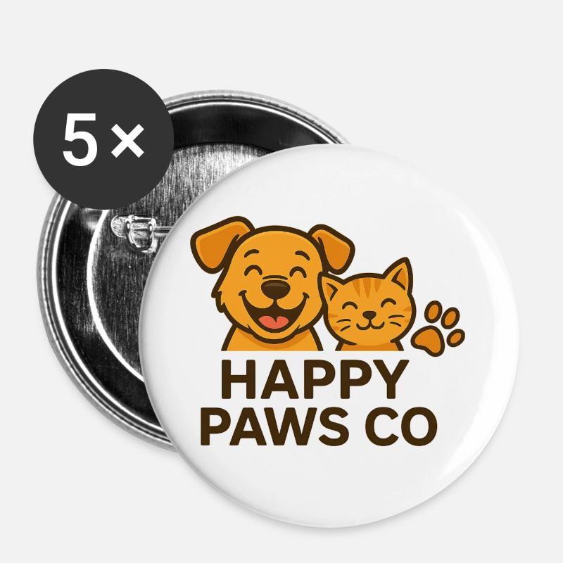 Furry friends - Buttons large 2.2''/56 mm (5-pack) - white