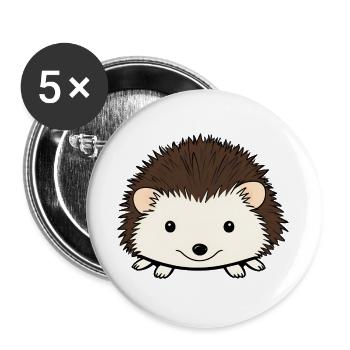 Niedlicher Igel mit freundlichem Gesicht - Buttons groß 56 mm (5er Pack) - Weiß - Vorne