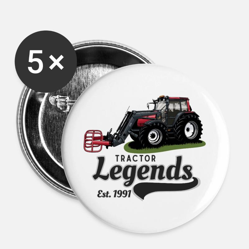 Traktor Legends Vintage Print - Buttons large 2.2''/56 mm (5-pack) - white