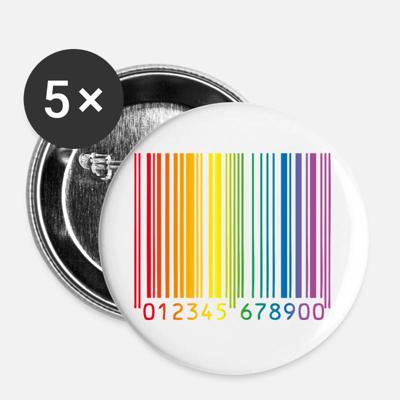 Schwuler Barcode - Buttons groß 56 mm (5er Pack) - Weiß