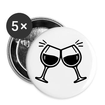 Weinglas Anstoßen Prost Wein - Buttons groß 56 mm (5er Pack) - Weiß - Vorne
