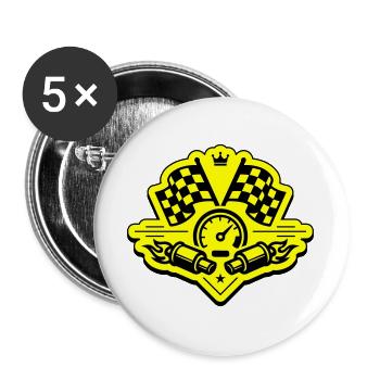 Racing Rennflagge Auspuff Tacho - Buttons groß 56 mm (5er Pack) - Weiß - Vorne