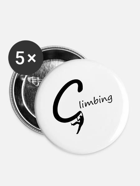 climbing abseilen klettern - Buttons groß 56 mm (5er Pack) - Weiß