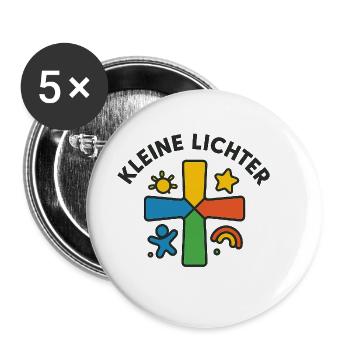 Colorful cross with childlike silhouette - Buttons large 2.2''/56 mm (5-pack) - white - Front