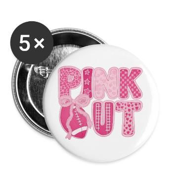 Pink Out Brustkrebs Fußball - Buttons groß 56 mm (5er Pack) - Weiß - Vorne