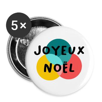 WEIHNACHTEN. FROHE WEIHNACHTEN. FROHE WEIHNACHTEN. TANNE. NATUR. - Buttons groß 56 mm (5er Pack) - Weiß - Vorne