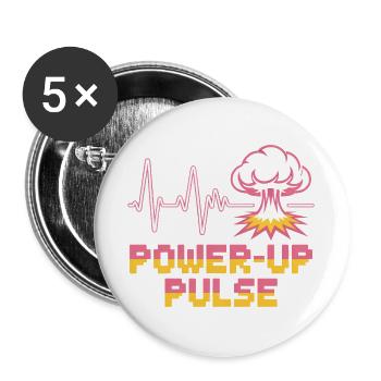 Power Up Pulse Pop Culture Rétro Jeu vidéo - Lot de 5 grands badges (56 mm) - blanc - Devant