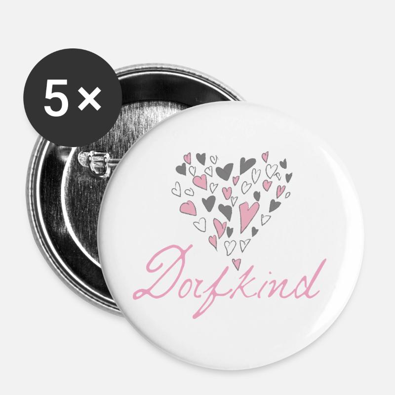 Dorfkind - Buttons groß 56 mm (5er Pack) - Weiß