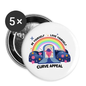 Rainbow Graphics Stolz und Akzeptanz – Liebe - Buttons groß 56 mm (5er Pack) - Weiß - Vorne