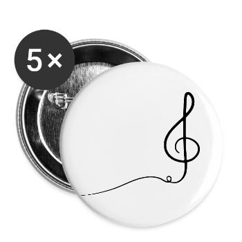 Abstrakte Darstellung der Violinschlüsselmusik - Buttons groß 56 mm (5er Pack) - Weiß - Vorne