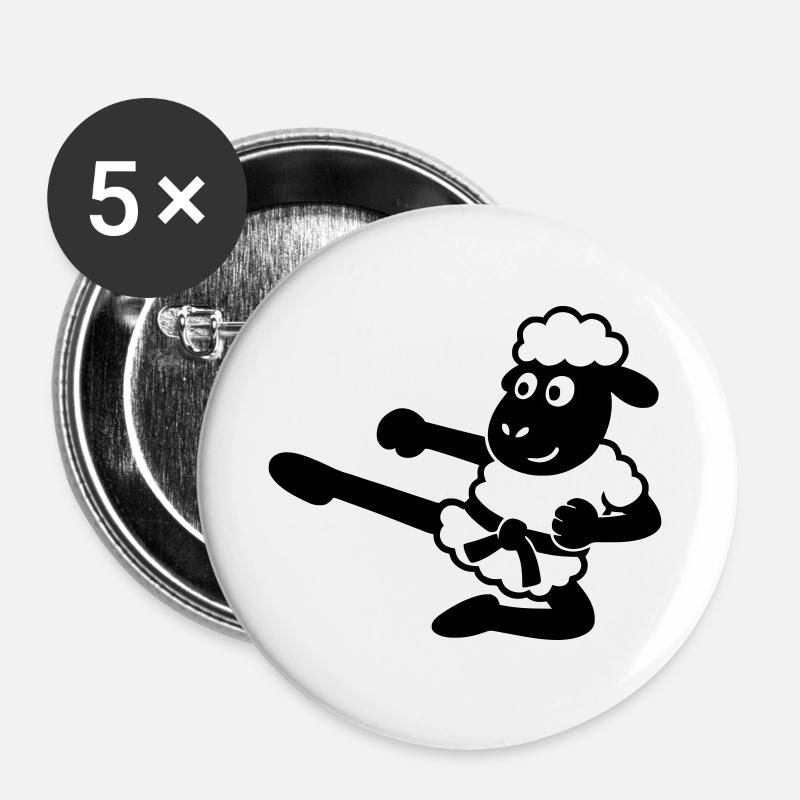Karate Sheep - Buttons large 2.2''/56 mm (5-pack) - white