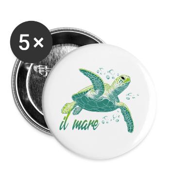Il mare - Tortue de mer Océan - Lot de 5 grands badges (56 mm) - blanc - Devant