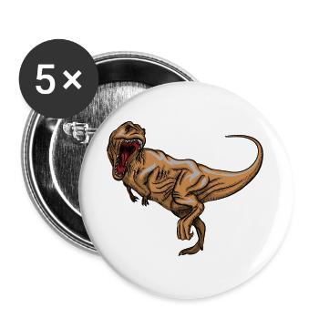 Rex rugissant dessin vintage - Lot de 5 grands badges (56 mm) - blanc - Devant