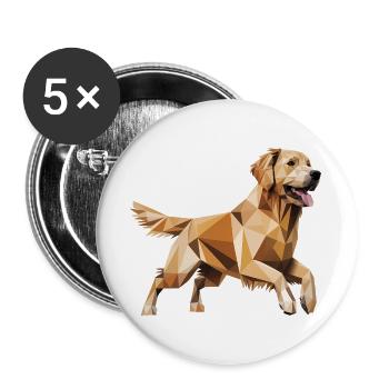 Golden Retriever - Cool Low Poly  Logo - Buttons large 2.2''/56 mm (5-pack) - white - Front