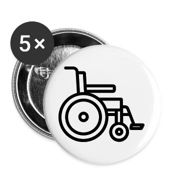 Rollstuhl - Buttons groß 56 mm (5er Pack) - Weiß - Vorne