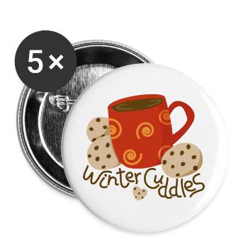 Tasse heiße Schokolade mit Keksen - Buttons groß 56 mm (5er Pack) - Weiß - Vorne