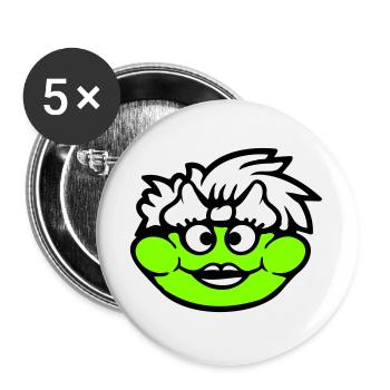 grenouille femme joli crapaud drôle fille féminine - Lot de 5 grands badges (56 mm) - blanc - Devant