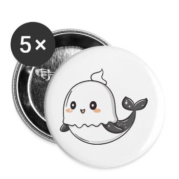 Baleine Halloween fantôme - Lot de 5 grands badges (56 mm) - blanc - Devant