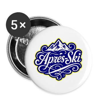 Apres Ski Berge Alpen - Buttons groß 56 mm (5er Pack) - Weiß - Vorne