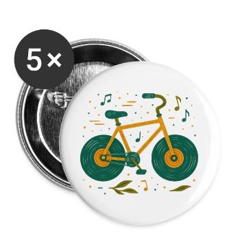 Melodisches Vintage-Fahrrad-Gekritzel - Buttons groß 56 mm (5er Pack) - Weiß - Vorne