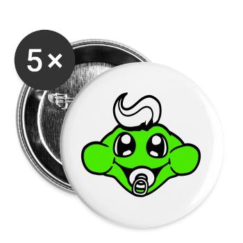 Frog Toad Baby Pacifier Mom Dad Child Family - Buttons large 2.2''/56 mm (5-pack) - white - Front