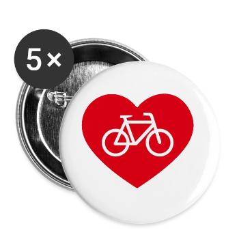 Bicycle with heart - Buttons large 2.2''/56 mm (5-pack) - white - Front