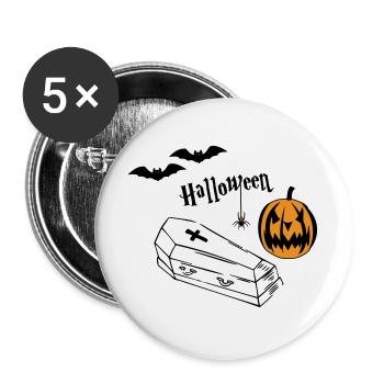 Halloween Kürbis Silhouette - Buttons groß 56 mm (5er Pack) - Weiß - Vorne