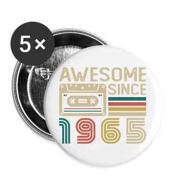 1965 Vintage Rétro Cadeau D'anniversaire - Lot de 5 grands badges (56 mm) - blanc - Devant