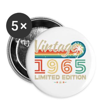 1965 Vintage Rétro Cadeau D'anniversaire - Lot de 5 grands badges (56 mm) - blanc - Devant