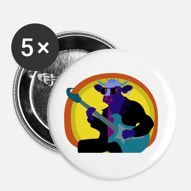Rock-Cow on stage - Buttons large 2.2''/56 mm (5-pack) - white