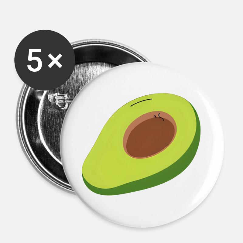 Avocado Halbschnitt Illustration - Buttons large 2.2''/56 mm (5-pack) - white