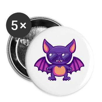 Fledermaus Halloween - Buttons groß 56 mm (5er Pack) - Weiß - Vorne