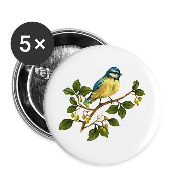Colorful bird - Buttons large 2.2''/56 mm (5-pack) - white - Front