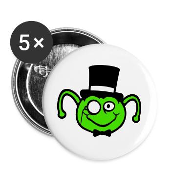 Mr. Caterpillar Top Hat Monocle Bow Tie Gentleman Empire - Buttons large 2.2''/56 mm (5-pack) - white - Front