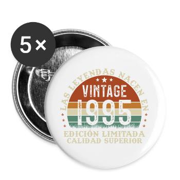 1995 Retro Vintage Geburtstagsgeschenk - Buttons groß 56 mm (5er Pack) - Weiß - Vorne