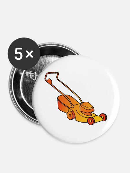 Rasenmäher - Buttons groß 56 mm (5er Pack) - Weiß
