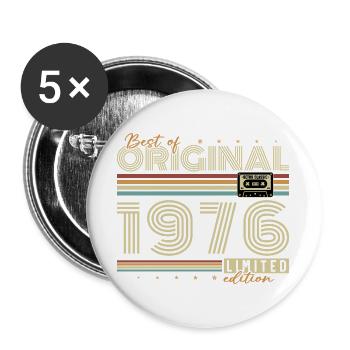 1976 Vintage Retro Geburtstagsgeschenk - Buttons groß 56 mm (5er Pack) - Weiß - Vorne