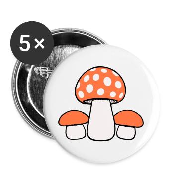 3 Pilze Drei Gruppe Gepunktet Familie Fungi Natur - Buttons groß 56 mm (5er Pack) - Weiß - Vorne