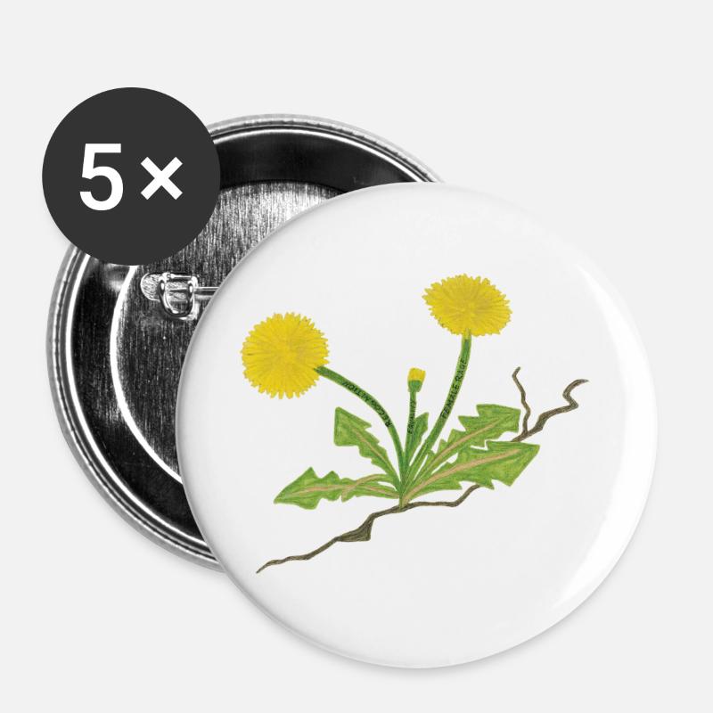 Löwenzahn Feminismus - Buttons groß 56 mm (5er Pack) - Weiß