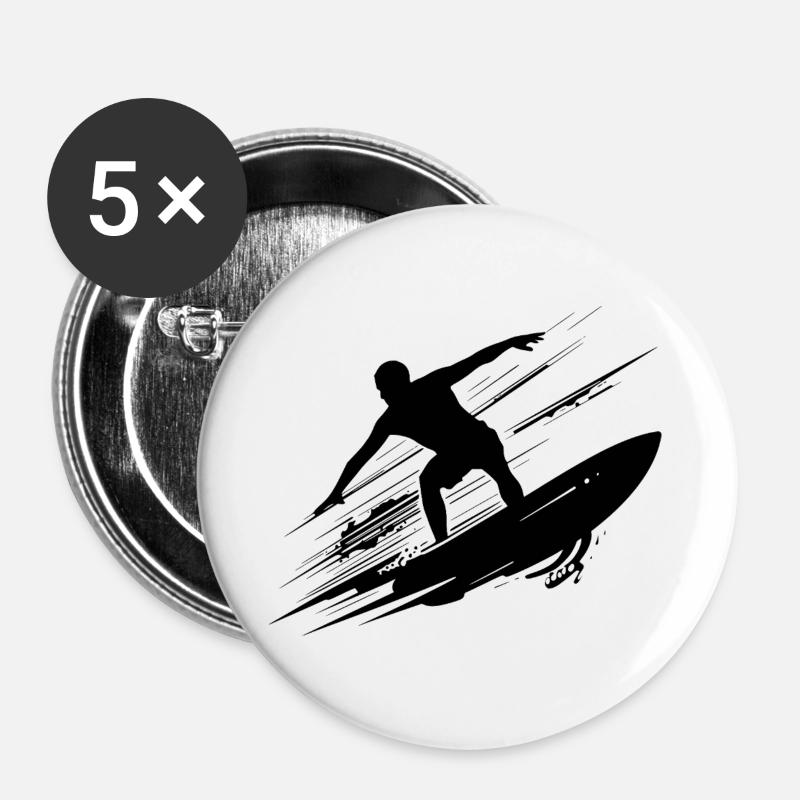 Surfing Art Surfer Illustration - Buttons large 2.2''/56 mm (5-pack) - white