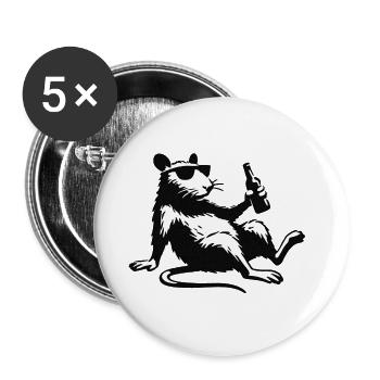 Ratte mit Flasche Sonnenbrille - Buttons groß 56 mm (5er Pack) - Weiß - Vorne