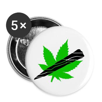 Néon Feuille De Cannabis Graphique - Lot de 5 grands badges (56 mm) - blanc - Devant