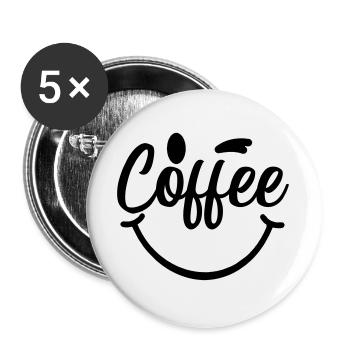 Coffee_Smile - Buttons large 2.2''/56 mm (5-pack) - white - Front