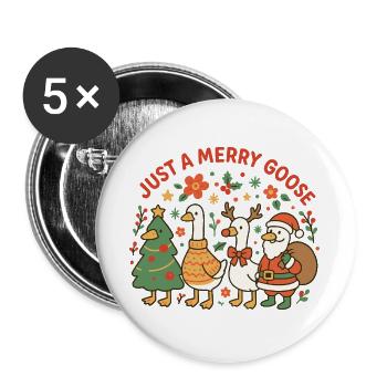 Noël juste une famille d’oies joyeuses - Lot de 5 grands badges (56 mm) - blanc - Devant