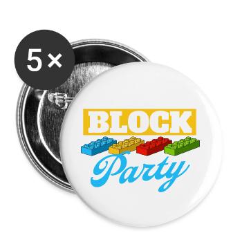 Je suis ici pour le bloc de construction de briques de fête de quartier  - Lot de 5 grands badges (56 mm) - blanc - Devant