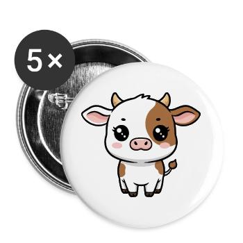 Little Cute Cow Kawaii - Buttons large 2.2''/56 mm (5-pack) - white - Front