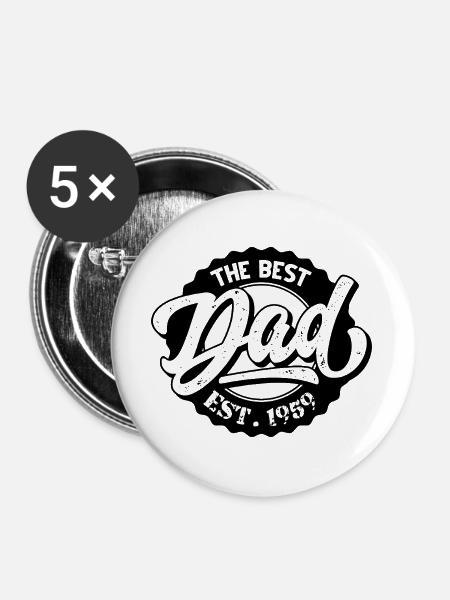 The Best Dad EST 1959 - Buttons groß 56 mm (5er Pack) - Weiß
