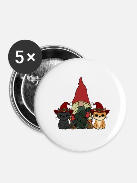Katze Wichtel  - Buttons groß 56 mm (5er Pack) - Weiß