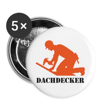 Dachdecker Silhouette Logo - Buttons groß 56 mm (5er Pack) - Weiß - Vorne